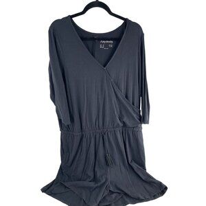 AnyBody Women's V-Neck Black Romper Size‎ 1X Knit Stretchy